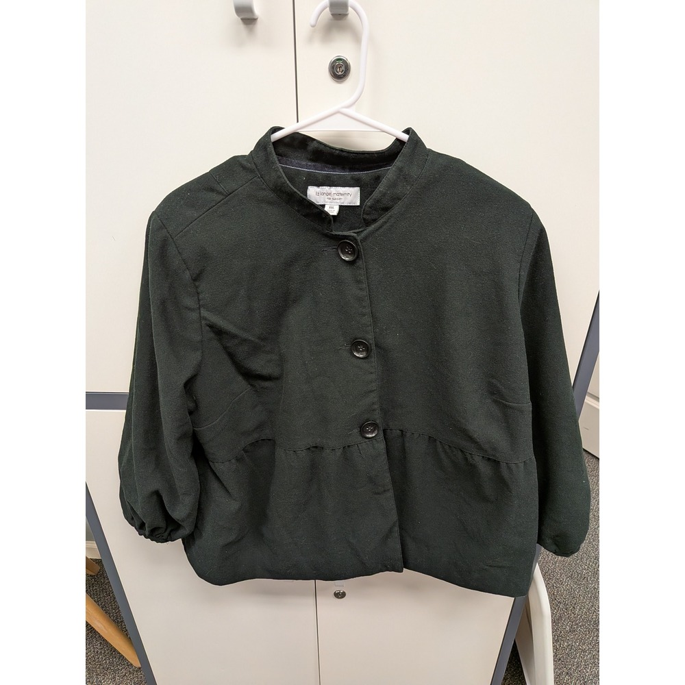 Liz Lange Maternity Target Dark Green Peplum Jacket 3/4 Sleeve XXL Plus Size